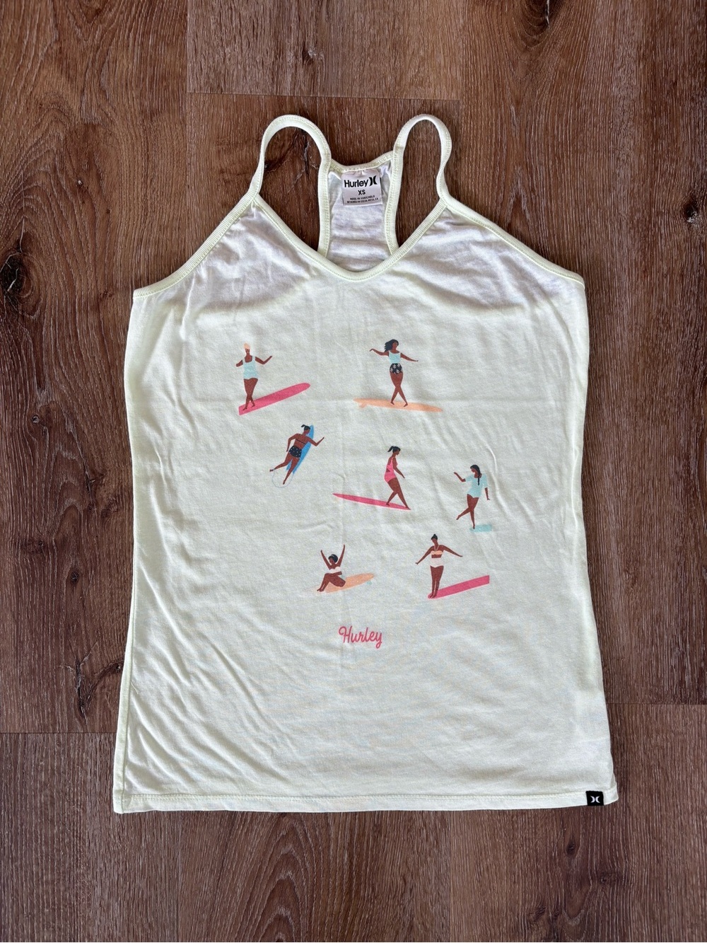 Hurley Surf Print Muscle Camisole in Lemon Yellow Size:XS| Summer, Beach